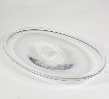 Plate Oval Centerpiece in Clear Glass, Italy, 1980s-RAQ-971424