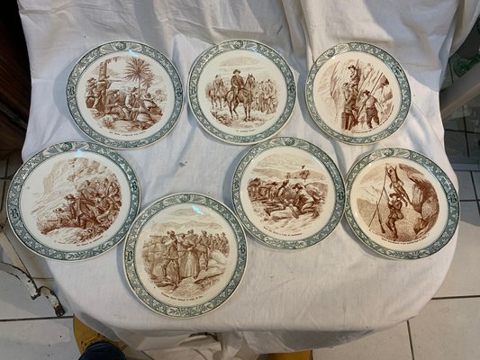 Plate Set from Creil et Montereau, 1950s, Set of 7-BZK-574659