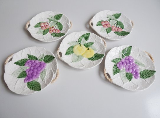 Plate Set with Fruit Decor, 1980s, Set of 5-BLG-1776918