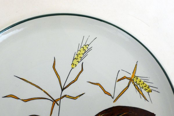 Plate with Hand-Painted Bird Decoration from Gien, France, 1960s-RNR-2041889