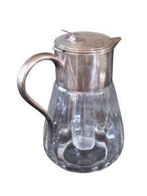 Plated Silver Glass Carafe with Ice Cube Insert-CXC-1229023