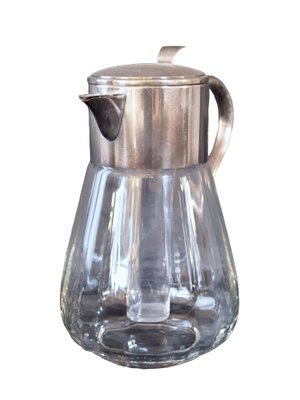 Plated Silver Glass Carafe with Ice Cube Insert-CXC-1229023