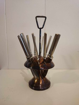 Plated Stand with Knives, 1890s, Set of 13-CAQ-2031515