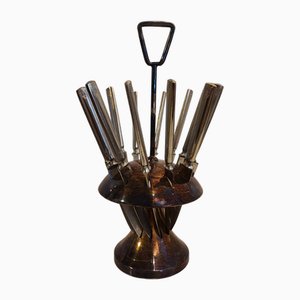 Plated Stand with Knives, 1890s, Set of 13-CAQ-2031515