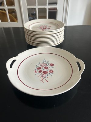 Plates and Badonviller Earthenware Dish, 1950s, Set of 14-AVC-2043417