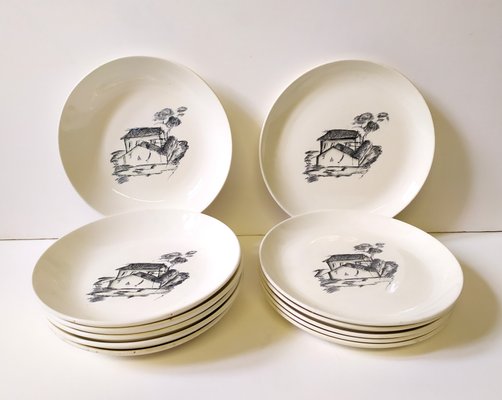 Plates by Guido Andlovitz for S.C.I. Laveno, 1940s, Set of 12-EI-594359