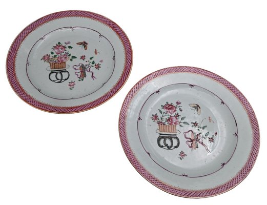 Plates in Famille Rose Porcelain, China, 18th Century, Set of 2-RIK-1779499