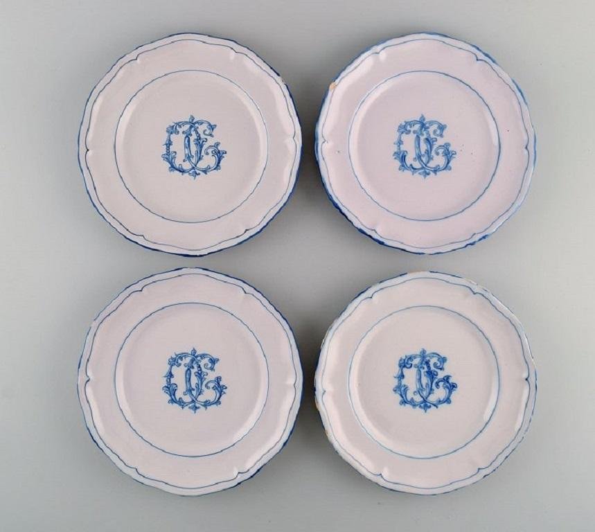 Plates in Hand-Painted Faience by Emile Gallé for St. Clement Nancy, Set of 12