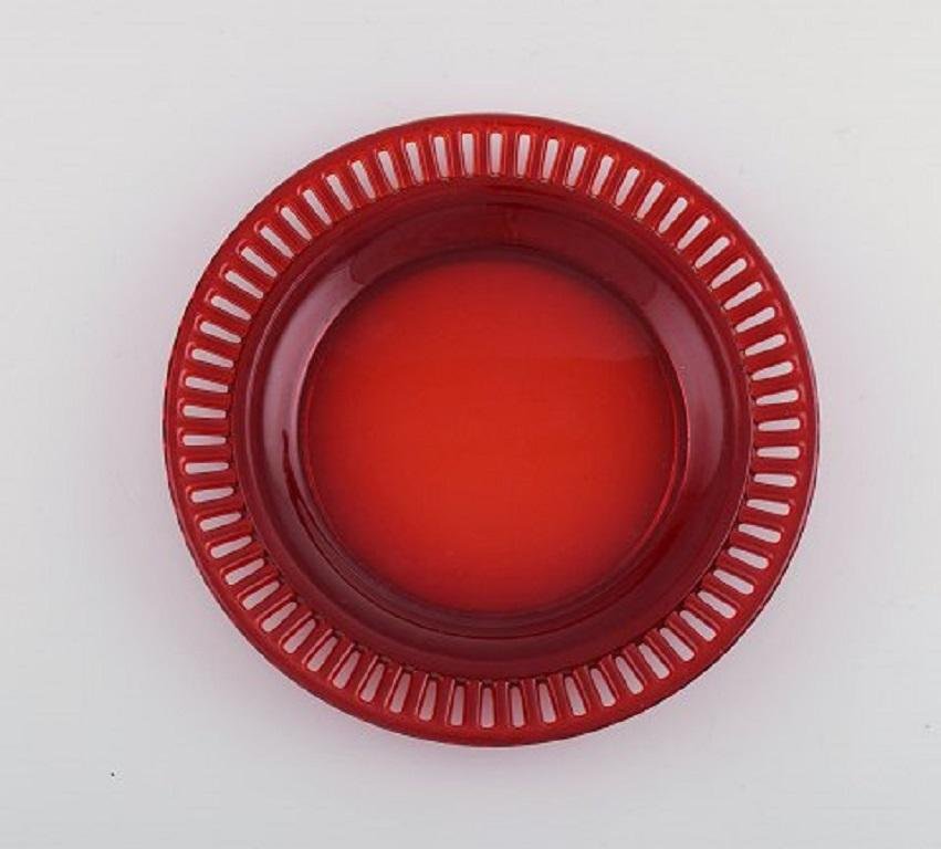 Plates in Red Mouth-Blown Art Glass by Monica Bratt for Reijmyre, 1950s, Set of 6