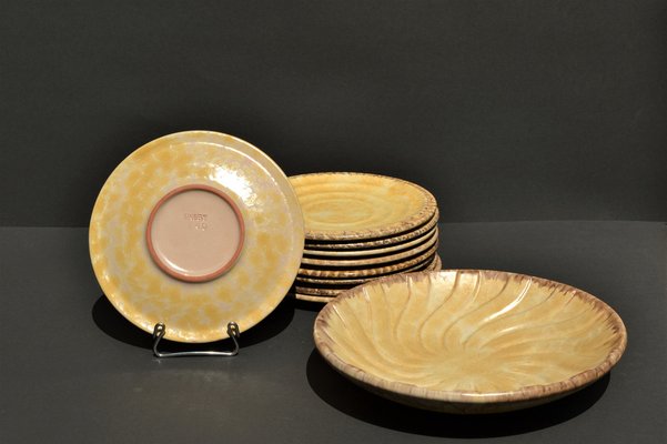 Plates with Bowl from Upsala Ekeby, 1940s, Set of 10-AOU-1720545