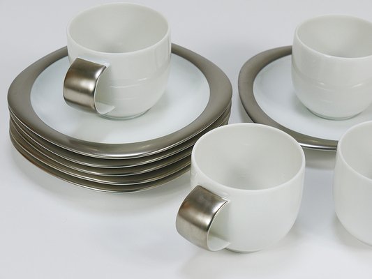 Platinum Espresso Coffee Cups attributed to Timo Sarpaneva for Rosenthal, Finland, 1980s, Set of 12-MWV-2027502