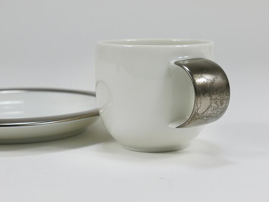 Platinum Espresso Coffee Cups attributed to Timo Sarpaneva for Rosenthal, Finland, 1980s, Set of 12-MWV-2027502