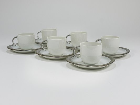 Platinum Espresso Coffee Cups attributed to Timo Sarpaneva for Rosenthal, Finland, 1980s, Set of 12-MWV-2027502