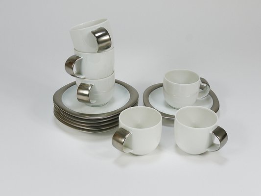 Platinum Espresso Coffee Cups attributed to Timo Sarpaneva for Rosenthal, Finland, 1980s, Set of 12-MWV-2027502