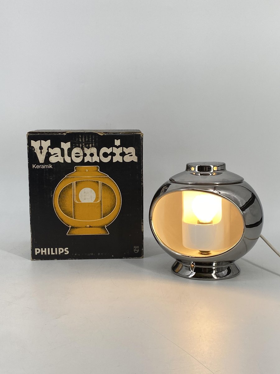 Platinum-Plated Version of the Valencia Table Lamp by Marcello Cuneo for Philips, in the Original Box, 1960s