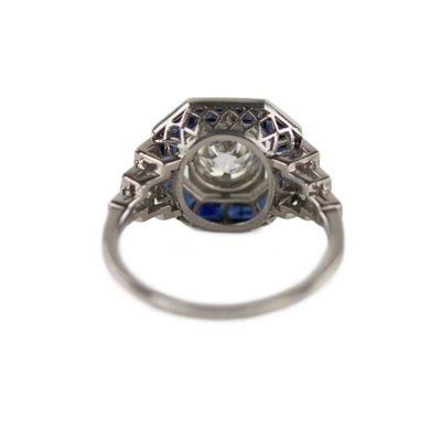 Platinum Ring with Diamonds and Sapphires, 2000s-WMV-1761371