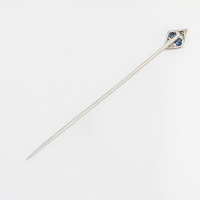 Platinum Tie Pin Brooch with Sapphire and Diamonds from Janesich, France, 1920s-OLU-1407754