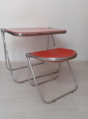 Plato Desk and Pluff Stool by Giancarlo Piretti for Anonima Castelli, 1970s, Set of 2-PCO-1813288