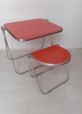 Plato Desk and Pluff Stool by Giancarlo Piretti for Anonima Castelli, 1970s, Set of 2-PCO-1813288