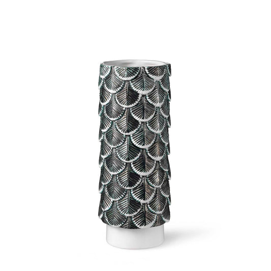 Plumage Hand-Decorated White & Black Vase by Cristina Celestino for BottegaNove