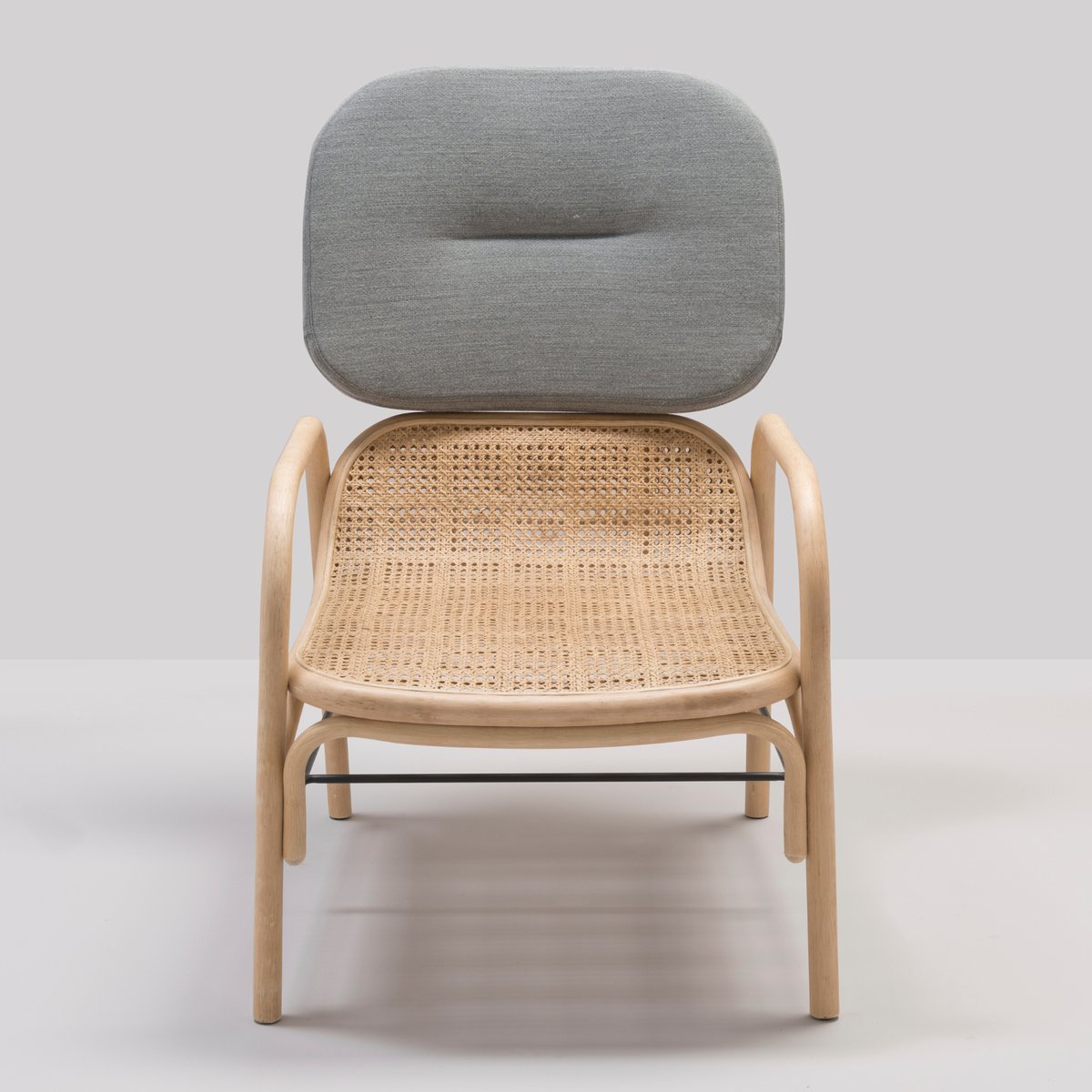 Plus Rattan Armchair with Gabriel Fabrics Mood Grey Cushion by AC/AL Studio for ORCHID EDITION