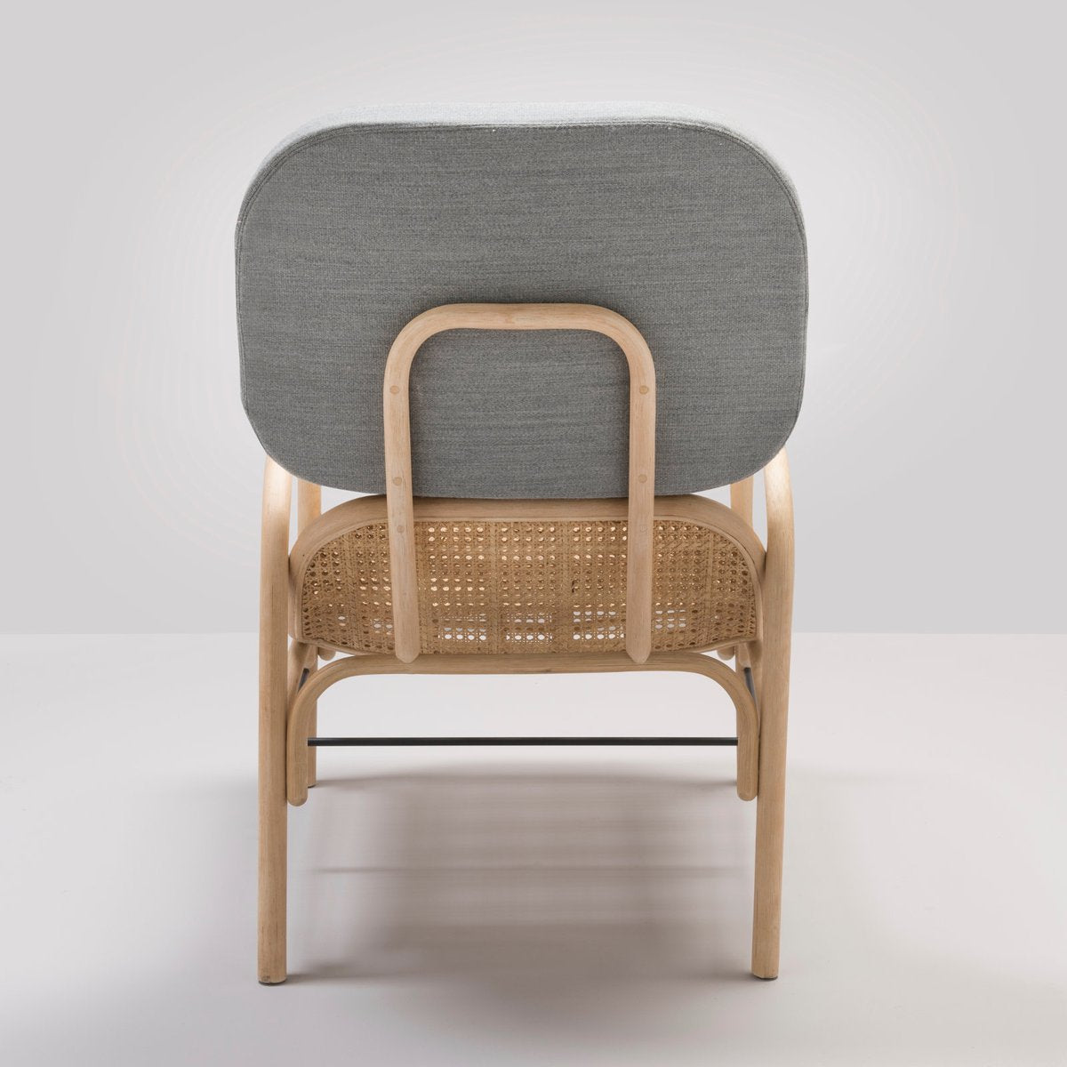 Plus Rattan Armchair with Gabriel Fabrics Mood Grey Cushion by AC/AL Studio for ORCHID EDITION