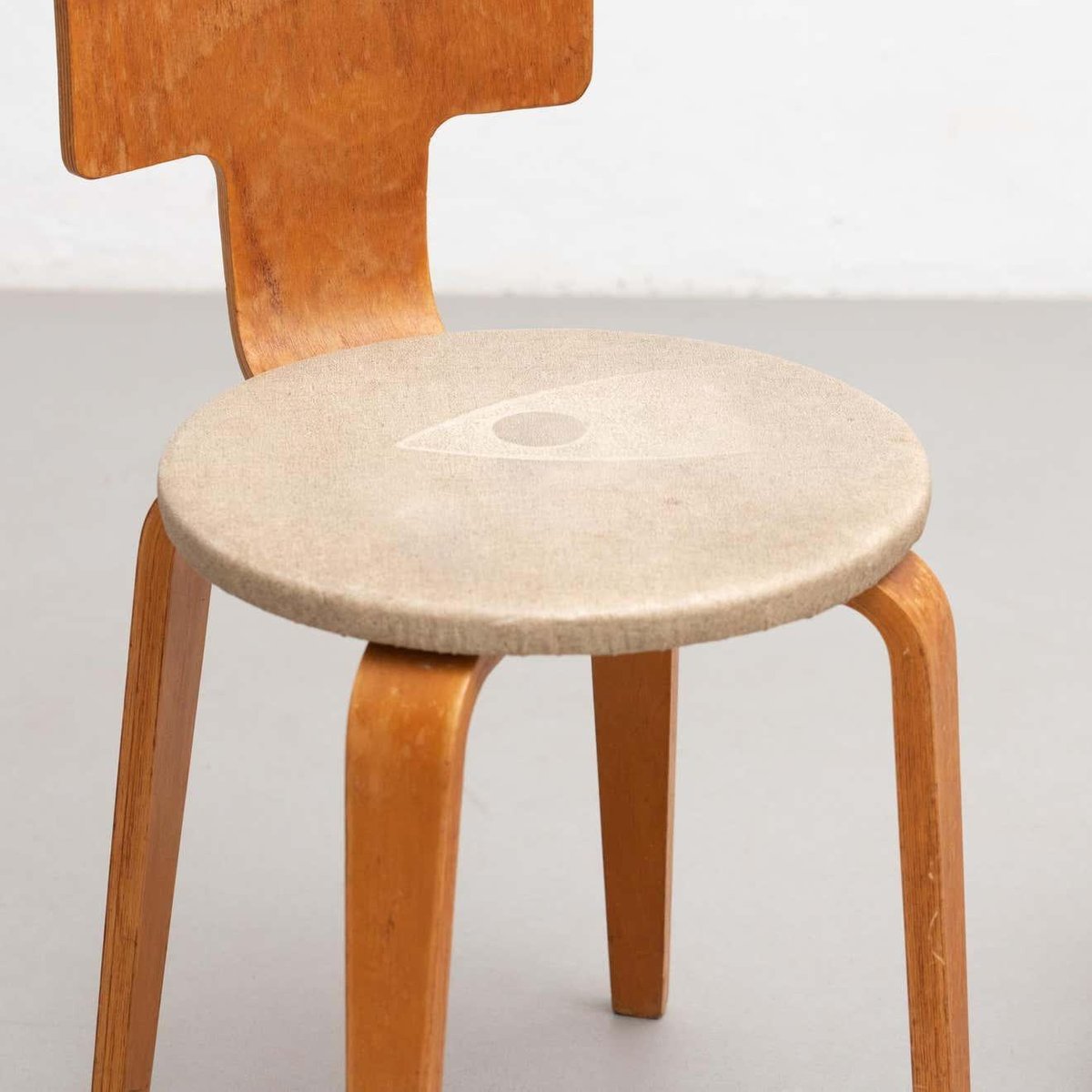 Plywood and Upholstery Chair and Stools attributed to Cor (Cornelius Louis) Alons for Den Boer, Set of 2