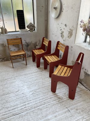 Plywood Chairs, 1980s, Set of 4-LCU-1406570