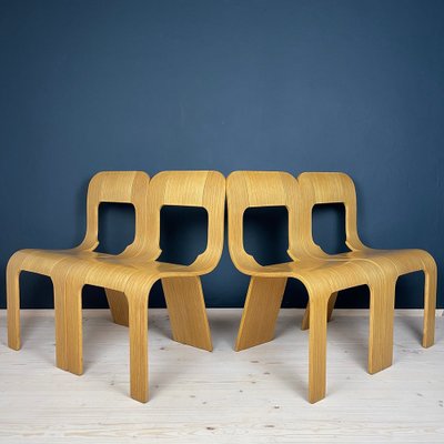 Plywood Esse Dining Chairs by Gigi Sabadin for Stilwood, Italy, 1970s, Set of 4-WQC-1743080