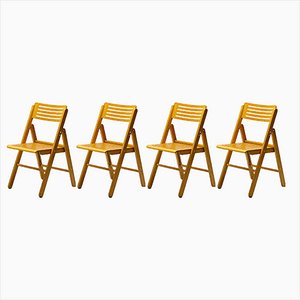 Plywood Folding Chairs, 1980s, Set of 4-WN-1362529