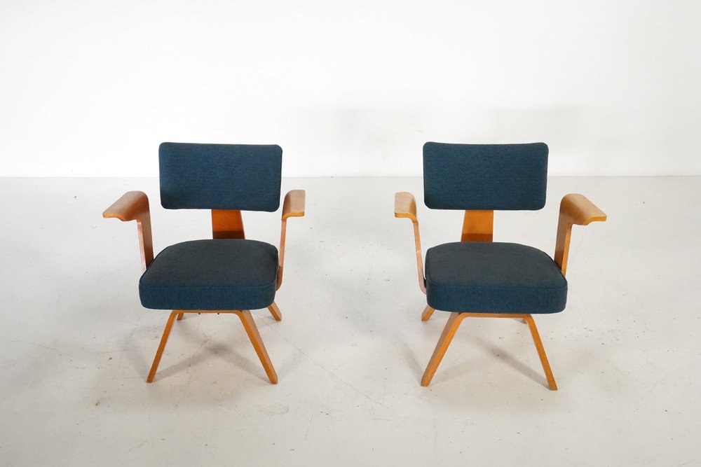 Plywood HF506 Easy Chairs by Cor Alons for Gouda Den Boer, the Netherlands, 1950s, Set of 2