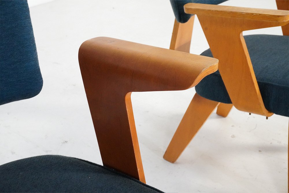 Plywood HF506 Easy Chairs by Cor Alons for Gouda Den Boer, the Netherlands, 1950s, Set of 2