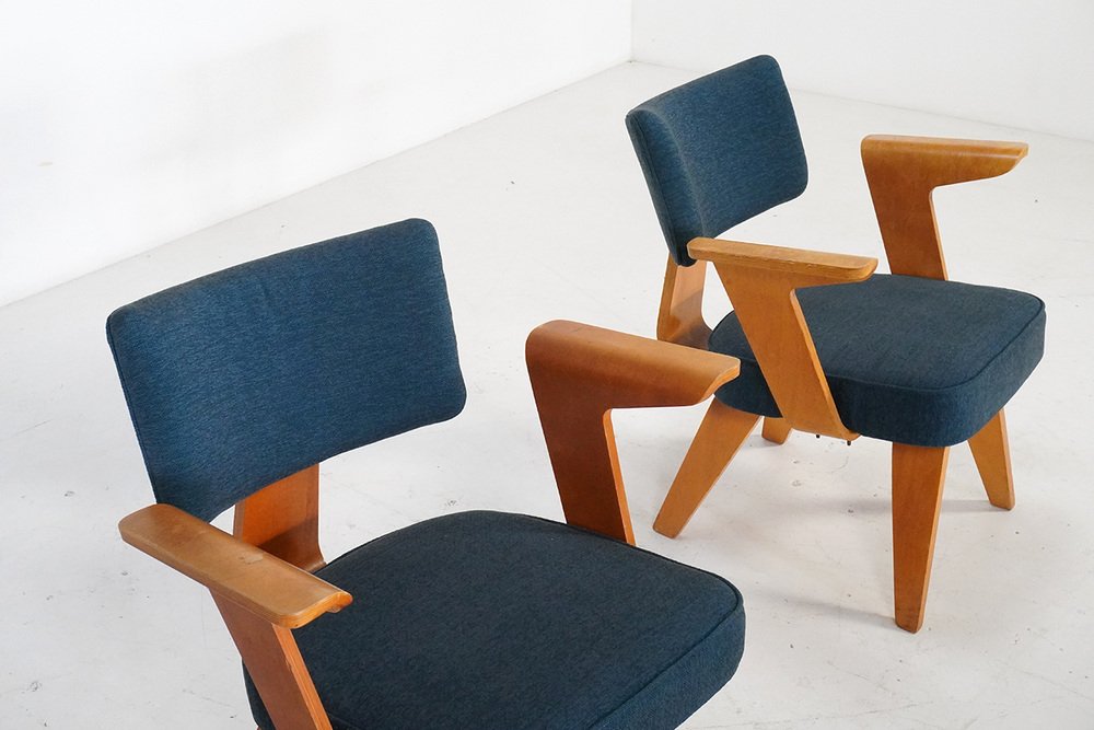 Plywood HF506 Easy Chairs by Cor Alons for Gouda Den Boer, the Netherlands, 1950s, Set of 2