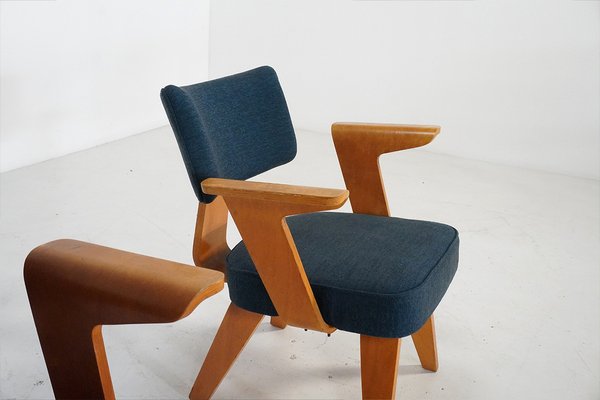 Plywood HF506 Easy Chairs by Cor Alons for Gouda Den Boer, the Netherlands, 1950s, Set of 2