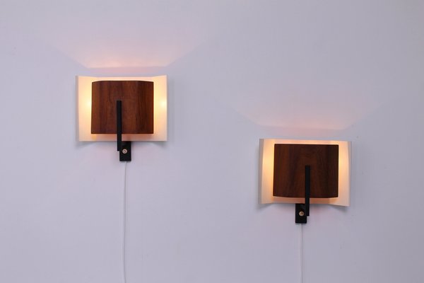 Plywood & Metal Wall Lights by Louis C. Kalff for Philips, 1950s, Set of 2-XT-1373710