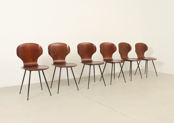 Plywood Side Chairs by Carlo Ratti, Italy, 1950s, Set of 6-UB-1822169