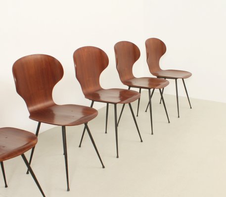 Plywood Side Chairs by Carlo Ratti, Italy, 1950s, Set of 6-UB-1822169