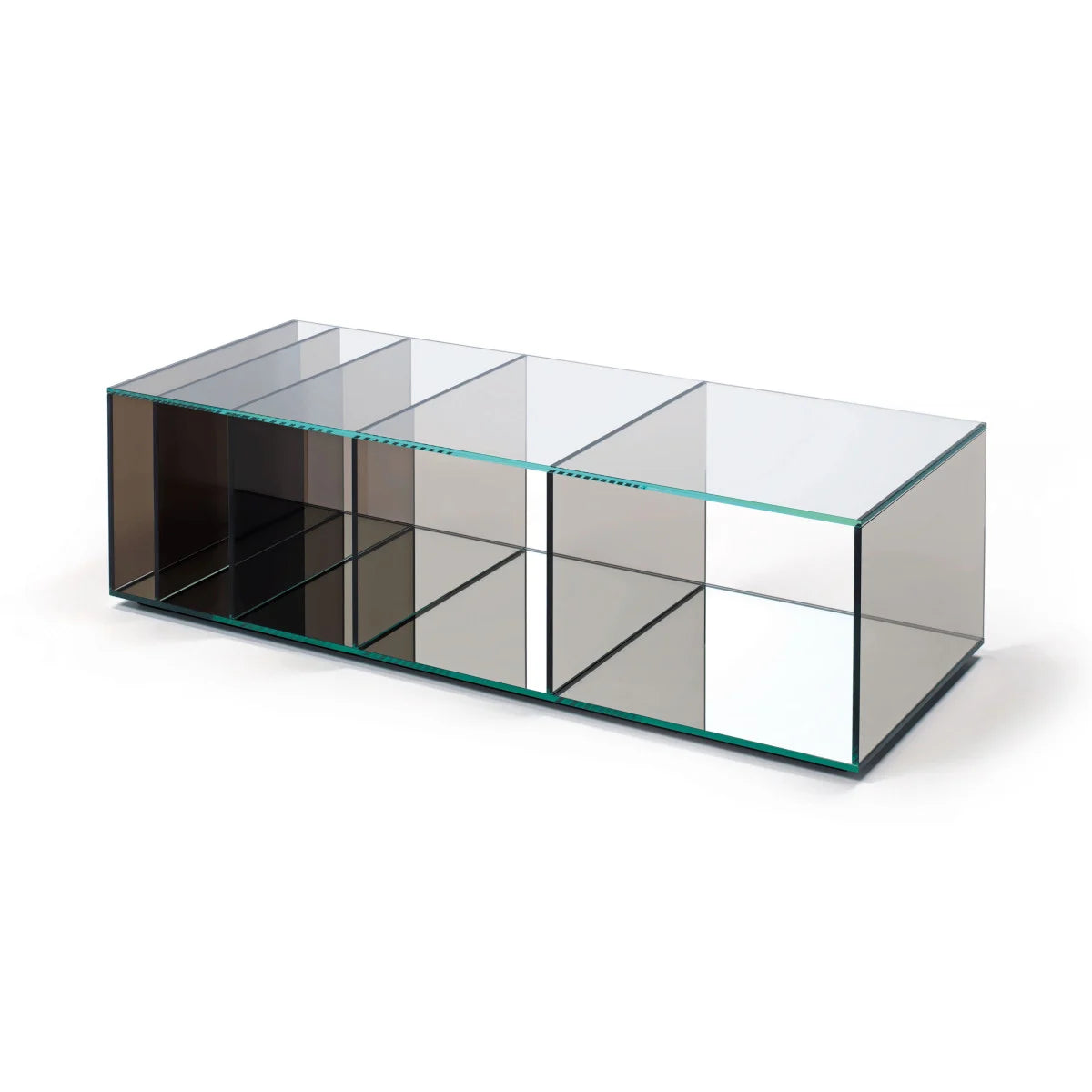 Deep Sea - Rectangular Crystal Coffee Table With Storage Space by Glas Italia #grey