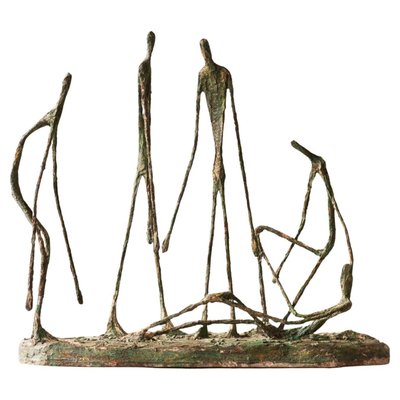 Poetic Sculpture in Metal and Plaster in the style of Alberto Giacometti, 1960s-FEW-2024207