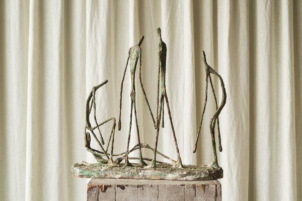 Poetic Sculpture in Metal and Plaster in the style of Alberto Giacometti, 1960s-FEW-2024207