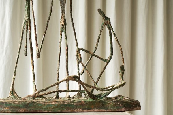 Poetic Sculpture in Metal and Plaster in the style of Alberto Giacometti, 1960s-FEW-2024207