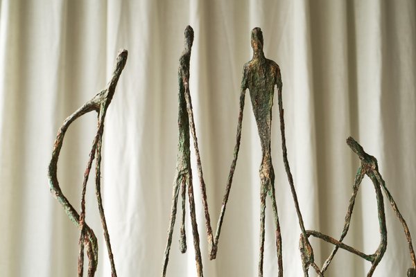 Poetic Sculpture in Metal and Plaster in the style of Alberto Giacometti, 1960s-FEW-2024207