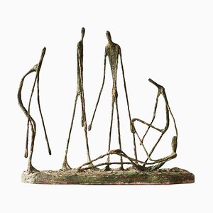 Poetic Sculpture in Metal and Plaster in the style of Alberto Giacometti, 1960s-FEW-2024207