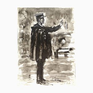 Policeman - Original Tempera and Watercolor by J.L. Rey Vila 1950s-ZCI-758016