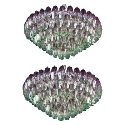 Poliedri Pink and Green Murano Glass Chandelier, 1970-MBH-1032350