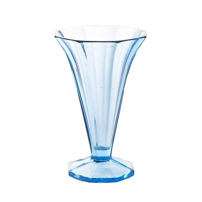 Polish Art Deco Pressed Sapphire Glass Vase, 1930s-FSD-885774