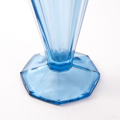 Polish Art Deco Pressed Sapphire Glass Vase, 1930s-FSD-885774