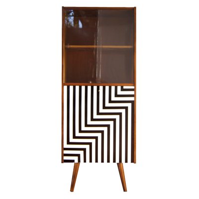 Polish Glass Case with Bar in Op Art Motif, 1970s-YQY-2021456