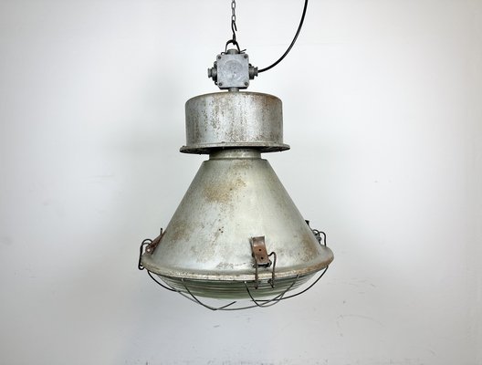 Polish Industrial Factory Pendant Lamp with Glass Cover from Mesko, 1970s-CGF-1408503