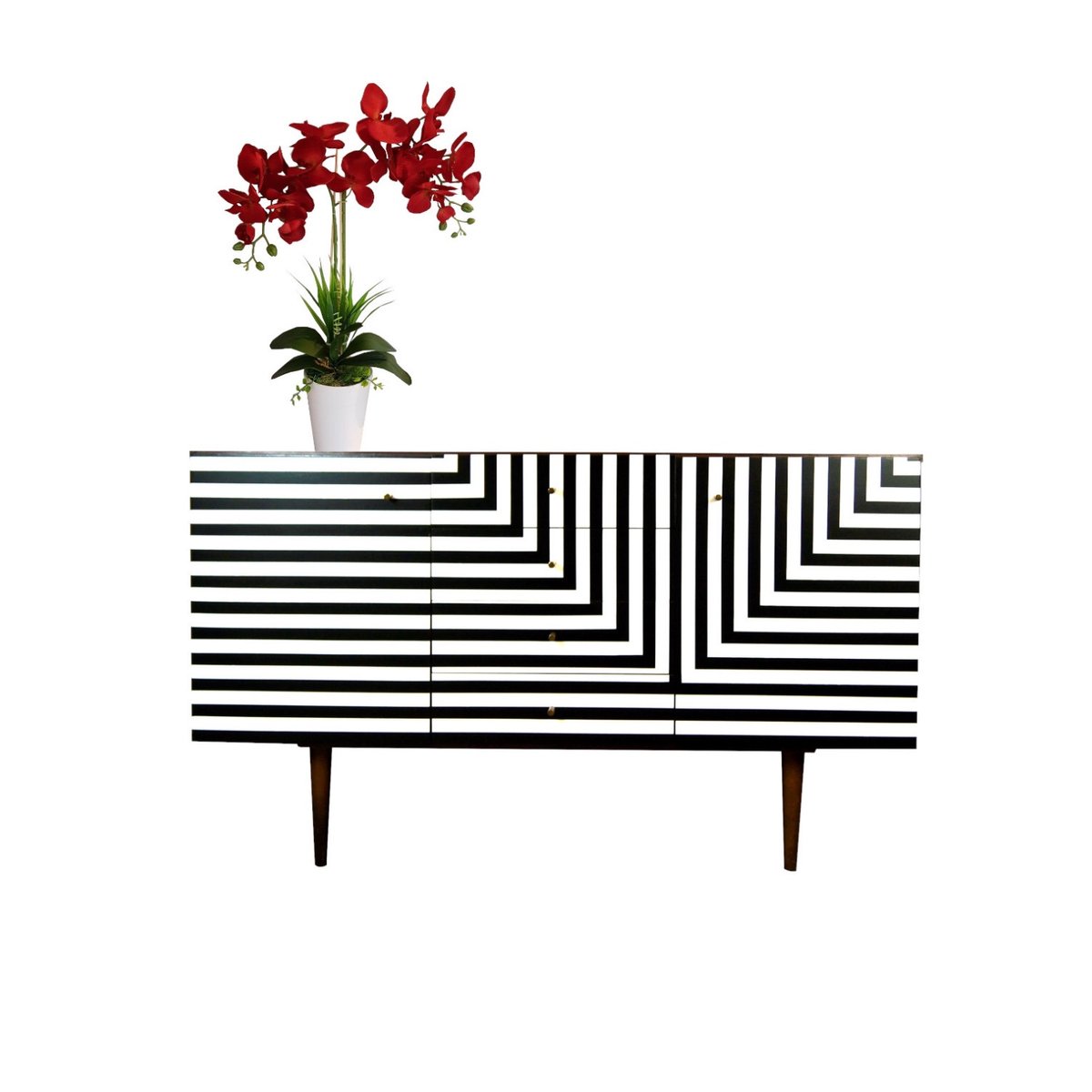 Polish Sideboard with Op Art Motif, 1968